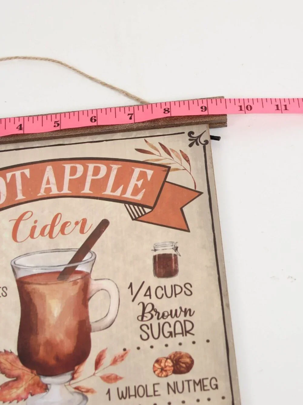 Hot Apple Cider Recipe Sign Rustic Fall Decor